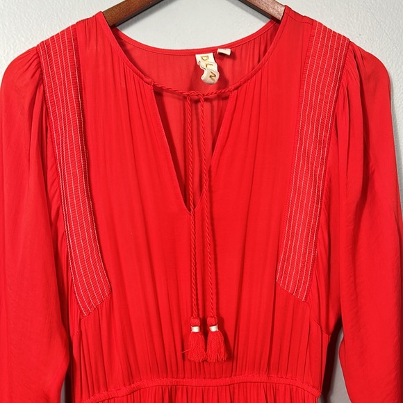 Dolan Red V neck tassel layered skirt pocketed maxi dress size XS- would fit S - Picture 8 of 17